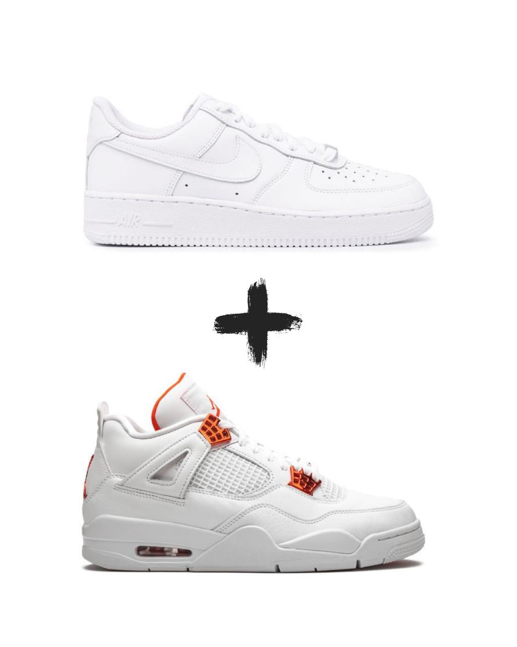 AirForce 1 Classic+Nike Jordan 4 Retro Red Metallic