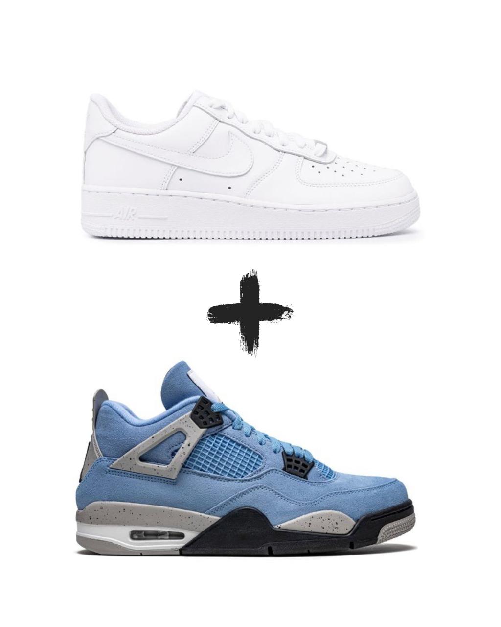 AirForce 1 Classic+Nike Jordan 4 University Blue