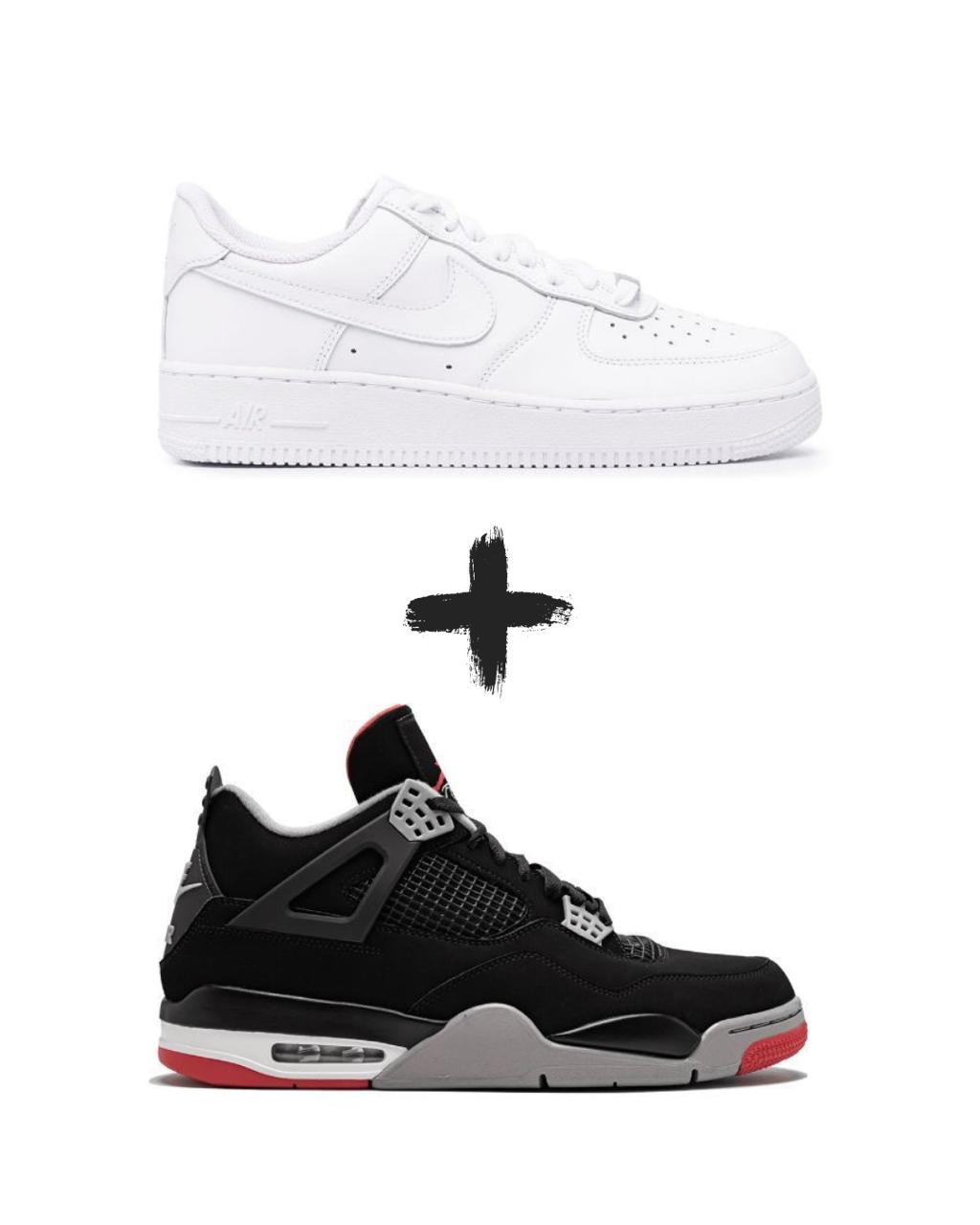 AirForce 1 Classic+Nike Jordan 4 Retro Bred
