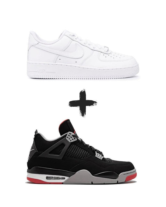 AirForce 1 Classic+Nike Jordan 4 Retro Bred