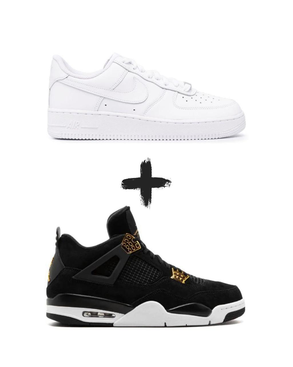 AirForce 1 Classic+Nike Jordan 4 Retro "Royalty"