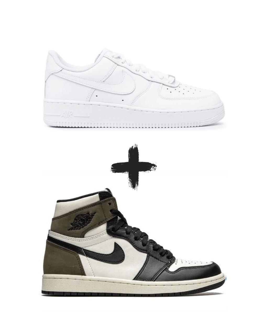 AirForce 1 Classic+Nike Jordan 1 High Dark Mocha