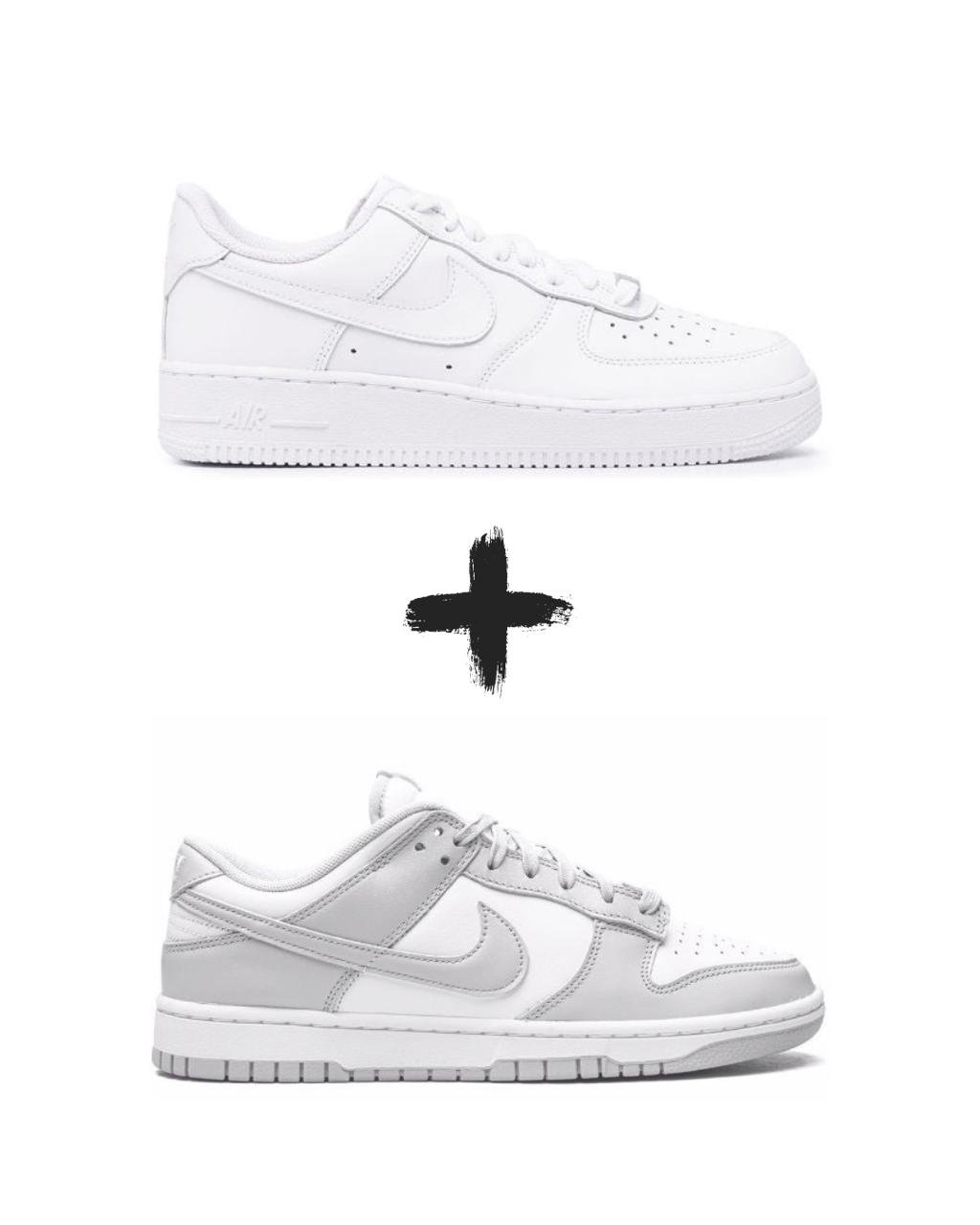 AirForce 1 Classic+Nike Jordan Dunk Low Grey Fog